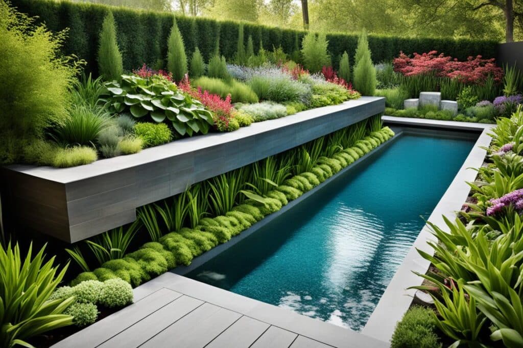aménagement jardin en pente avec piscine